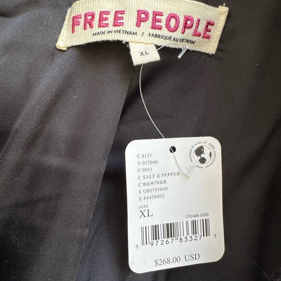 Free People Black and White Plaid Pea Coat NWT - Picture 8 of 10